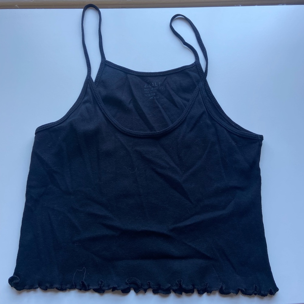 Brandy Melville black crop top with ruffles